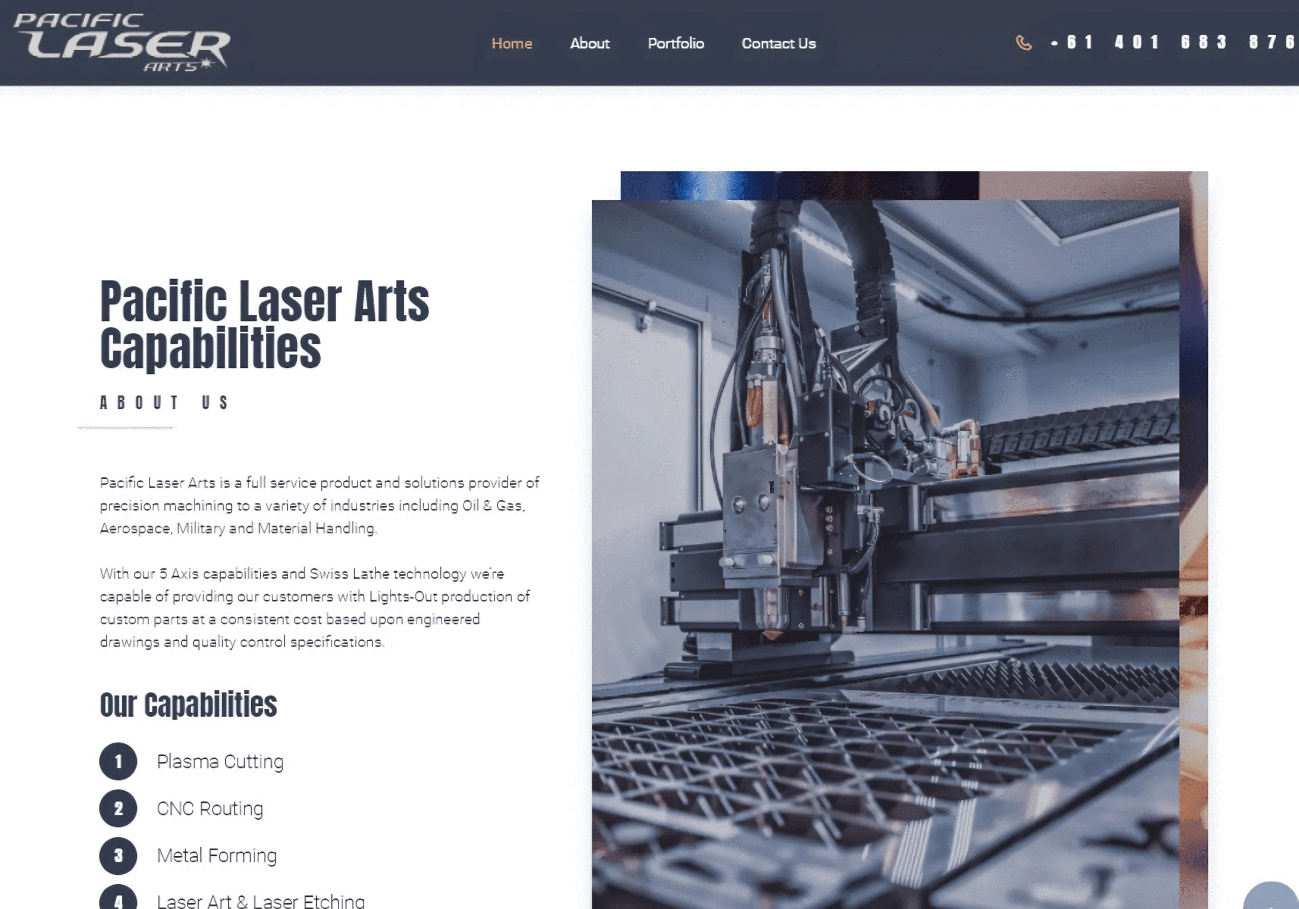 Pacific Laser Arts service and portfolio pages