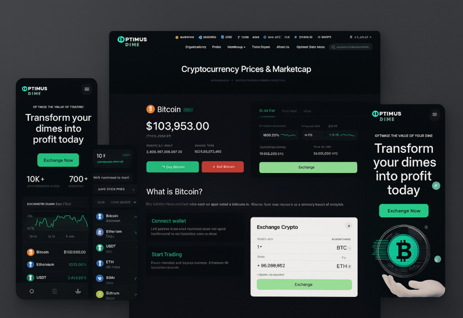 Optimus Dime is a self-branded concept for a cryptocurrency exchange platform, envisioned to provide a streamlined, secure, and visually engaging trading experience for retail investors in the crypto market.