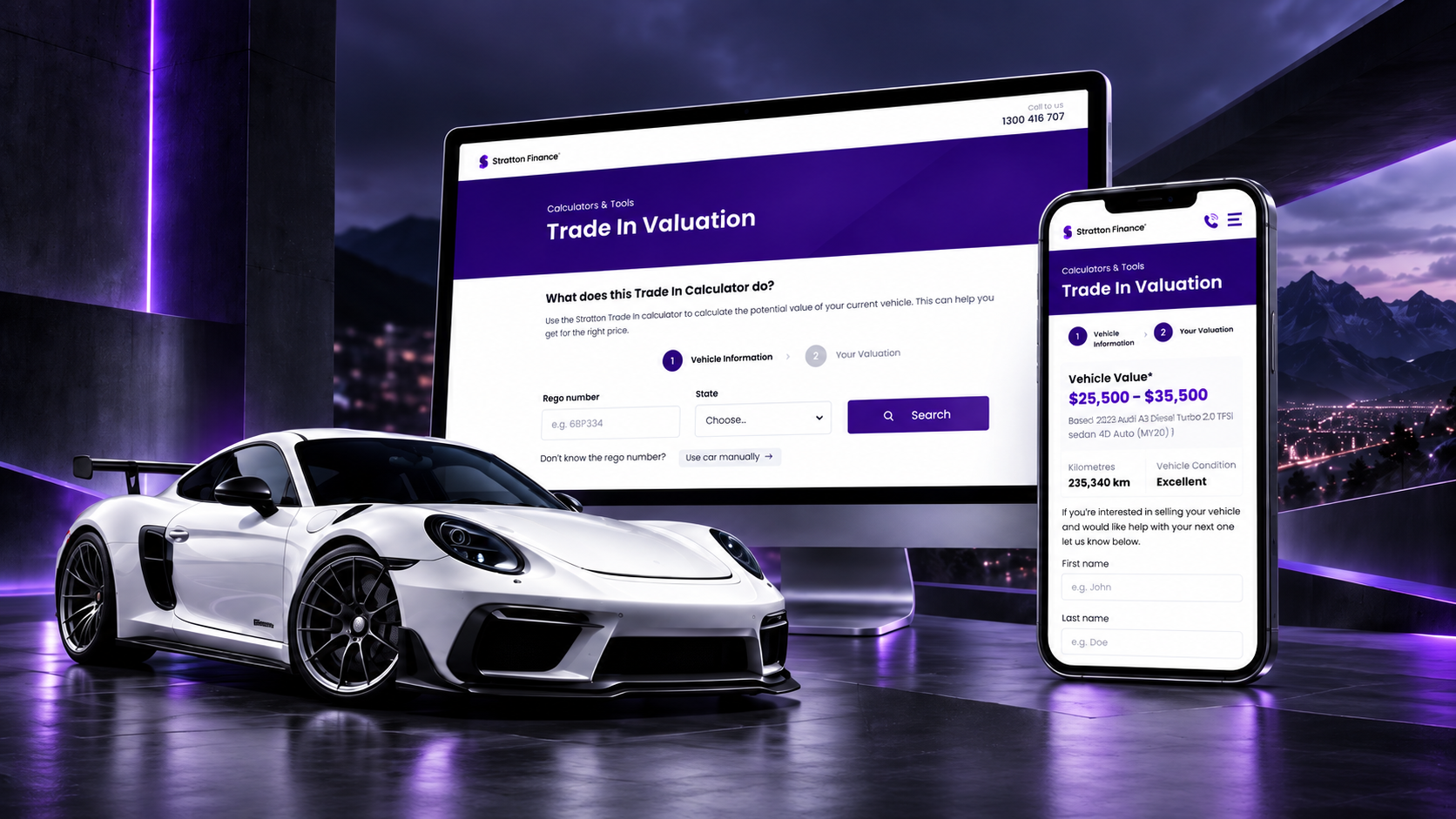 Stratton Finance quote and application screens